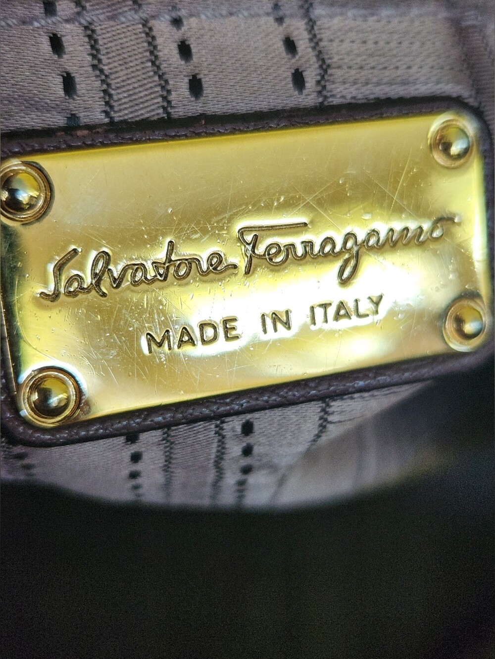 Salvatore Ferragamo Purple Leather Gancini Chain Shoulder Bag Tote Made In Italy - Picture 14 of 16